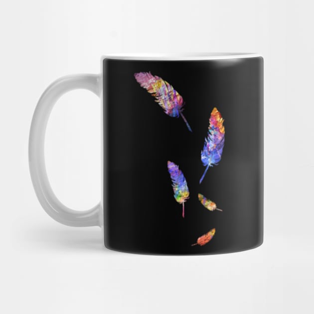 Colorful Feathers Watercolor Art Design Purple Blue Red Gift by twizzler3b